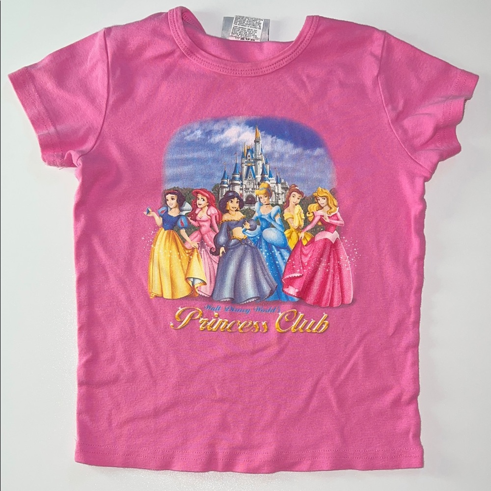 VINTAGE 90s Walt Disney World Pink Kids T-Shirt with Castle - Princess Club